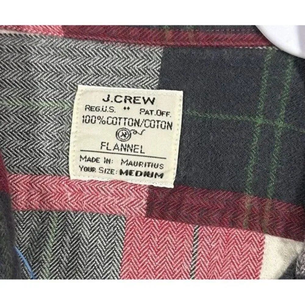 J Crew Shirt‎ Mens Medium Fit Red Buffalo Plaid Flannel Long Sleeve Pockets